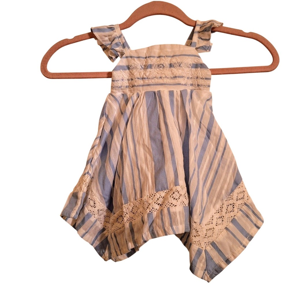 Tommy Bahama‎ Babies Size 3-6 Crochet Embroidered Blue and White Sundress Spring